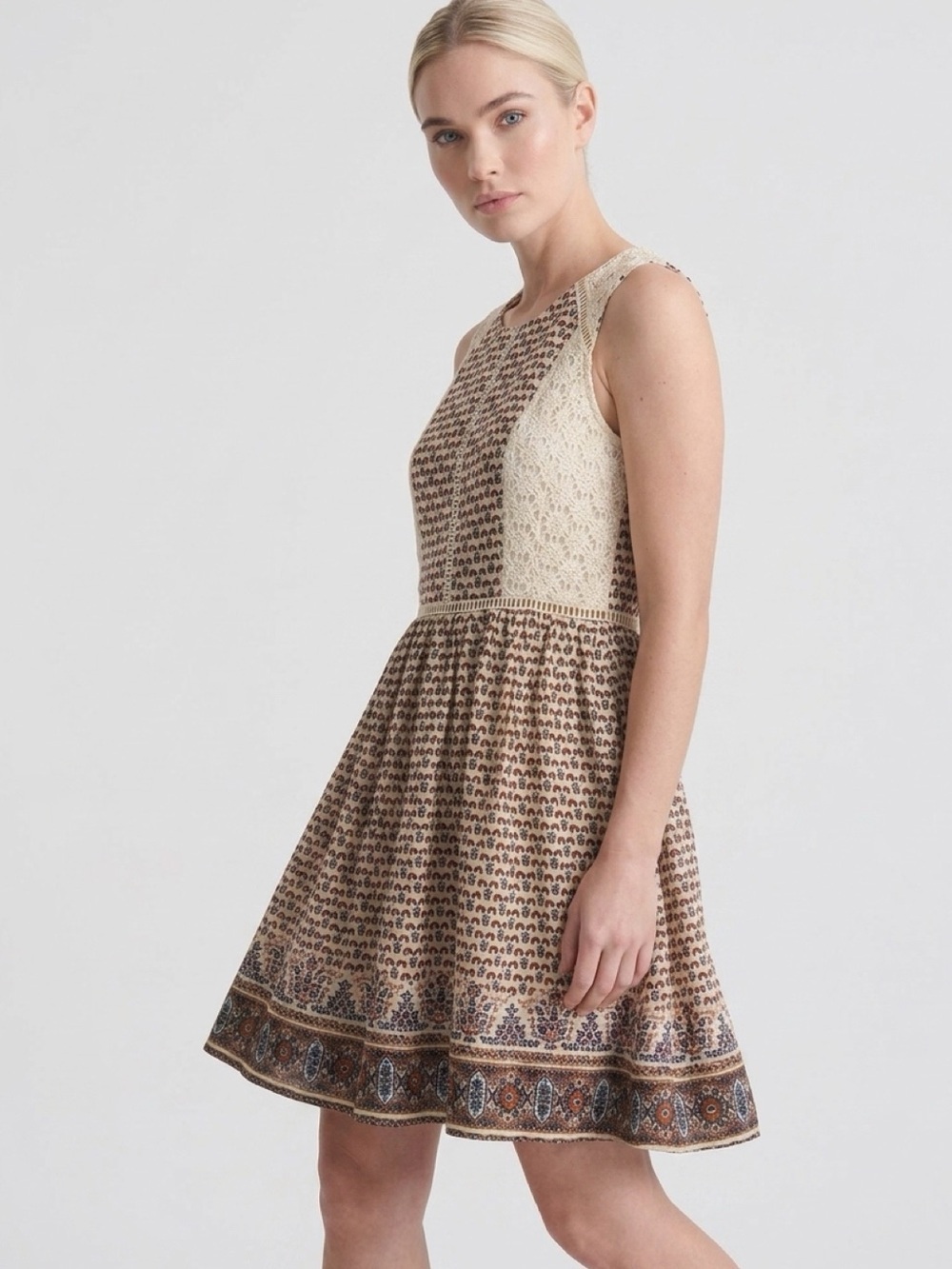 Doe & Raw Boho Dress with Floral Crochet Detail Size Small